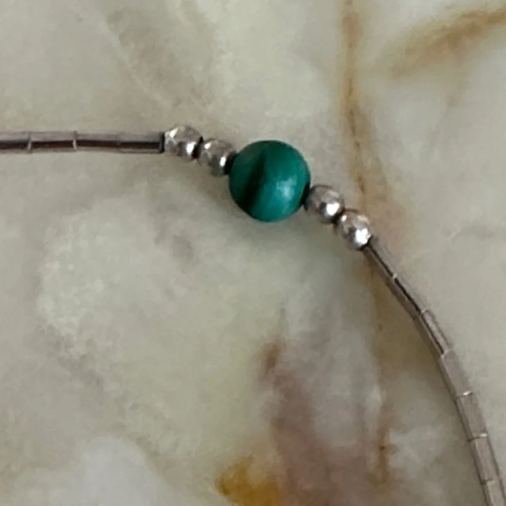 Elegant 925 sterling Silver Bead Bracelet Malachite